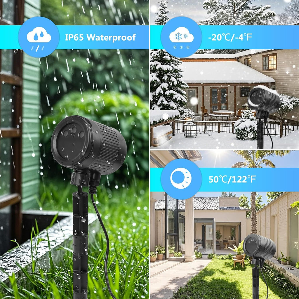 Laser Christmas Projector Lights Outdoor,3-Color (RGB) Wide Coverage Holiday Projector Lights with Timer and Memory