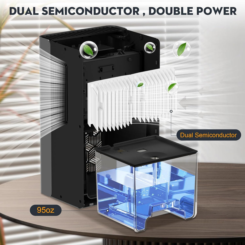 Dehumidifier for Home 95 OZ Water Tank, 1000 sq.ft Dehumidifiers for Basement Bedroom Bathroom with Auto Shut Off 7