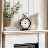 7-Inch Vintage Mantel Clock with Handle,Antique Metal Desk Clocks Battery Operated,Retro Table Clock for
