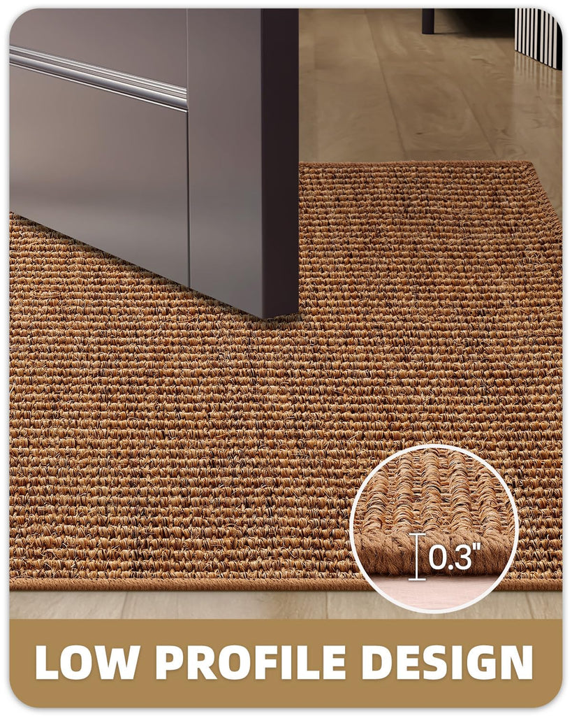 Jute Indoor Door Mat, Handwoven Natural Entry Rug 24"x36", Non-Slip Front Door Mat for High-Traffic Entrance, Durable