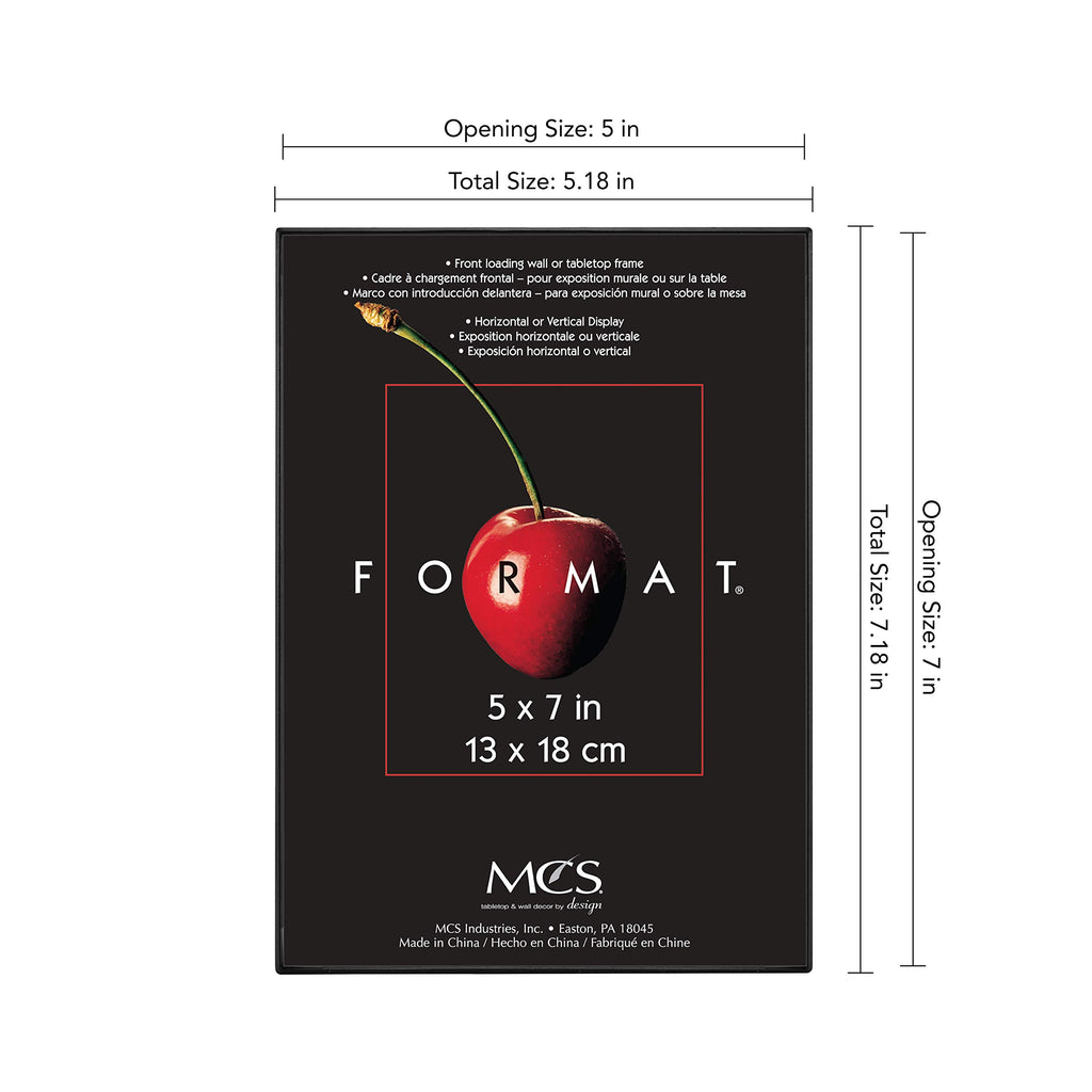 Format Picture Frame, 5x7, Black, Tabletop Easel, 12-Pack