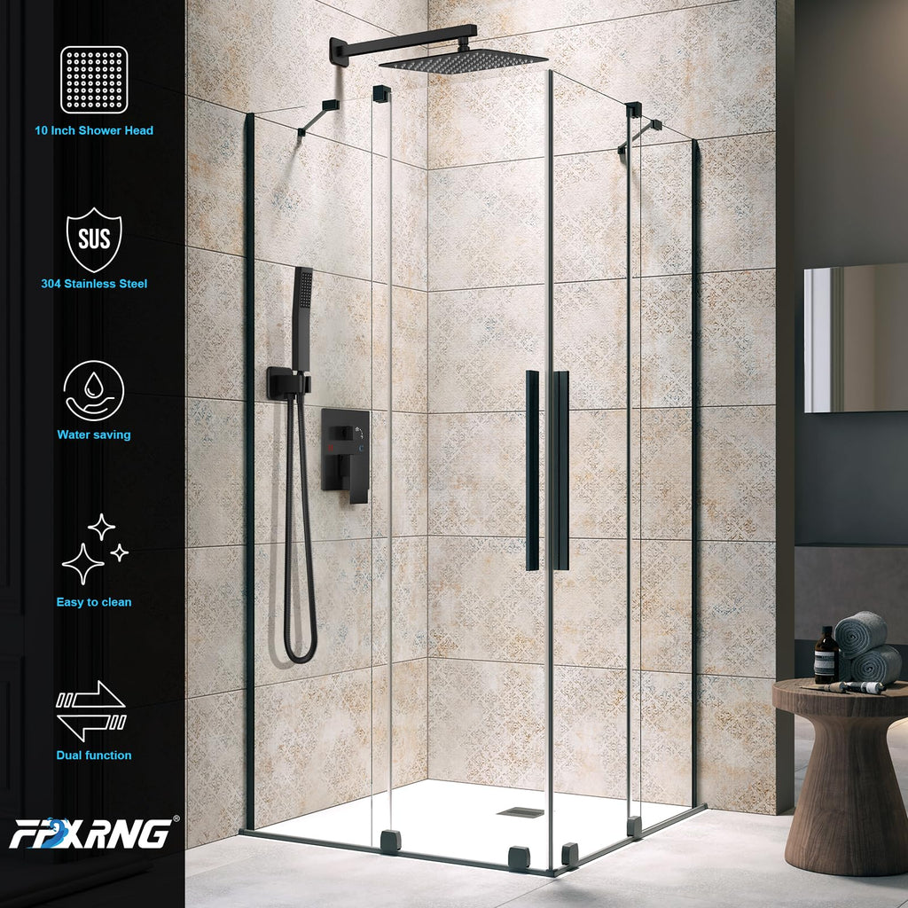 Shower Faucet Set with 8 Inch Matte Black Rain Shower Head