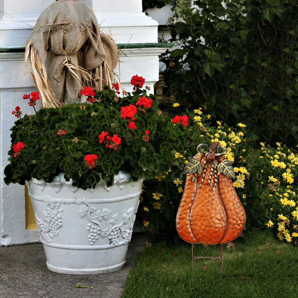Metal Pumpkin Garden Stakes Fall Decor Autumn Decorative Yard Signs