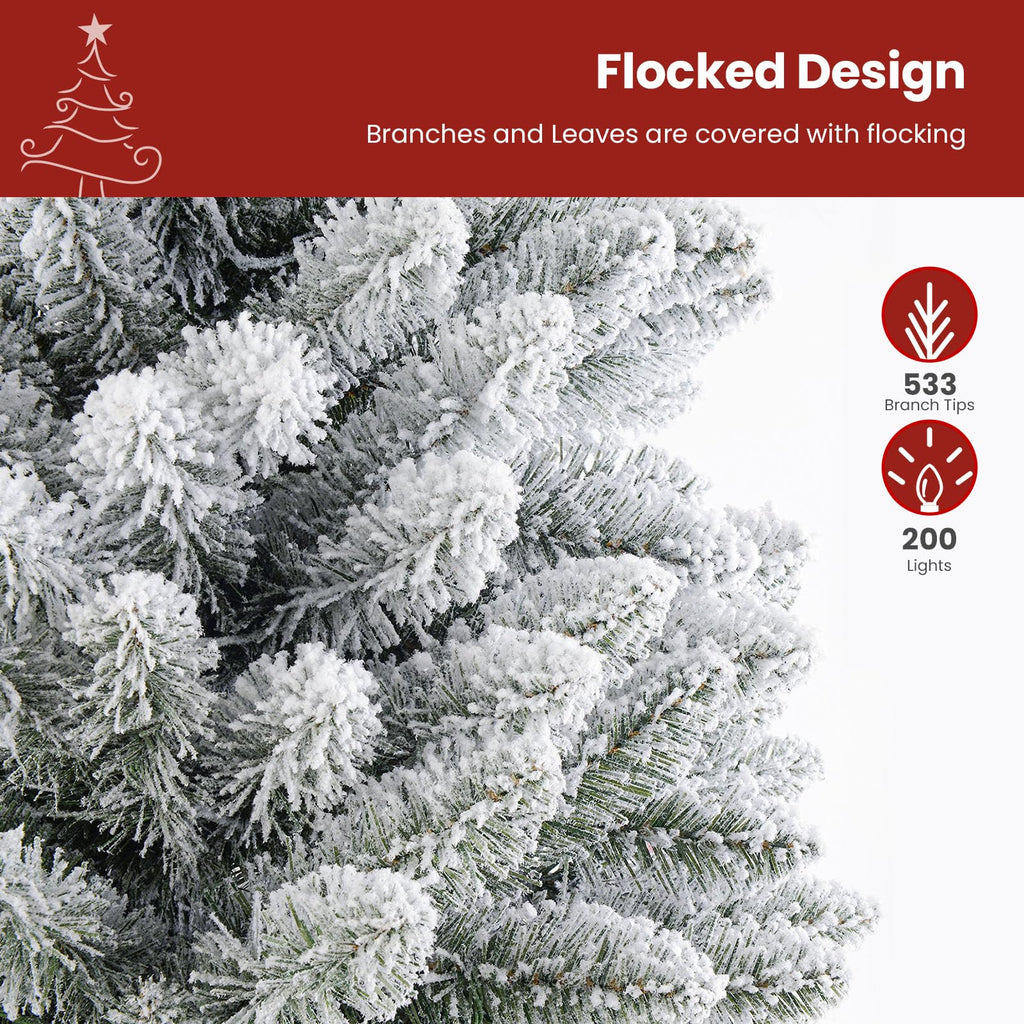 6.5ft Prelit Snow Flocked Artificial Slim Pencil Christmas Tree