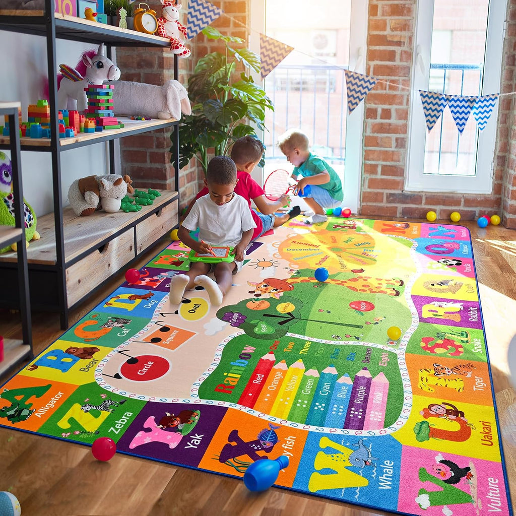 BENRON 5x7 Kids Rug for Playroom Classroom, Fun Play Mat with ABC Alphabet