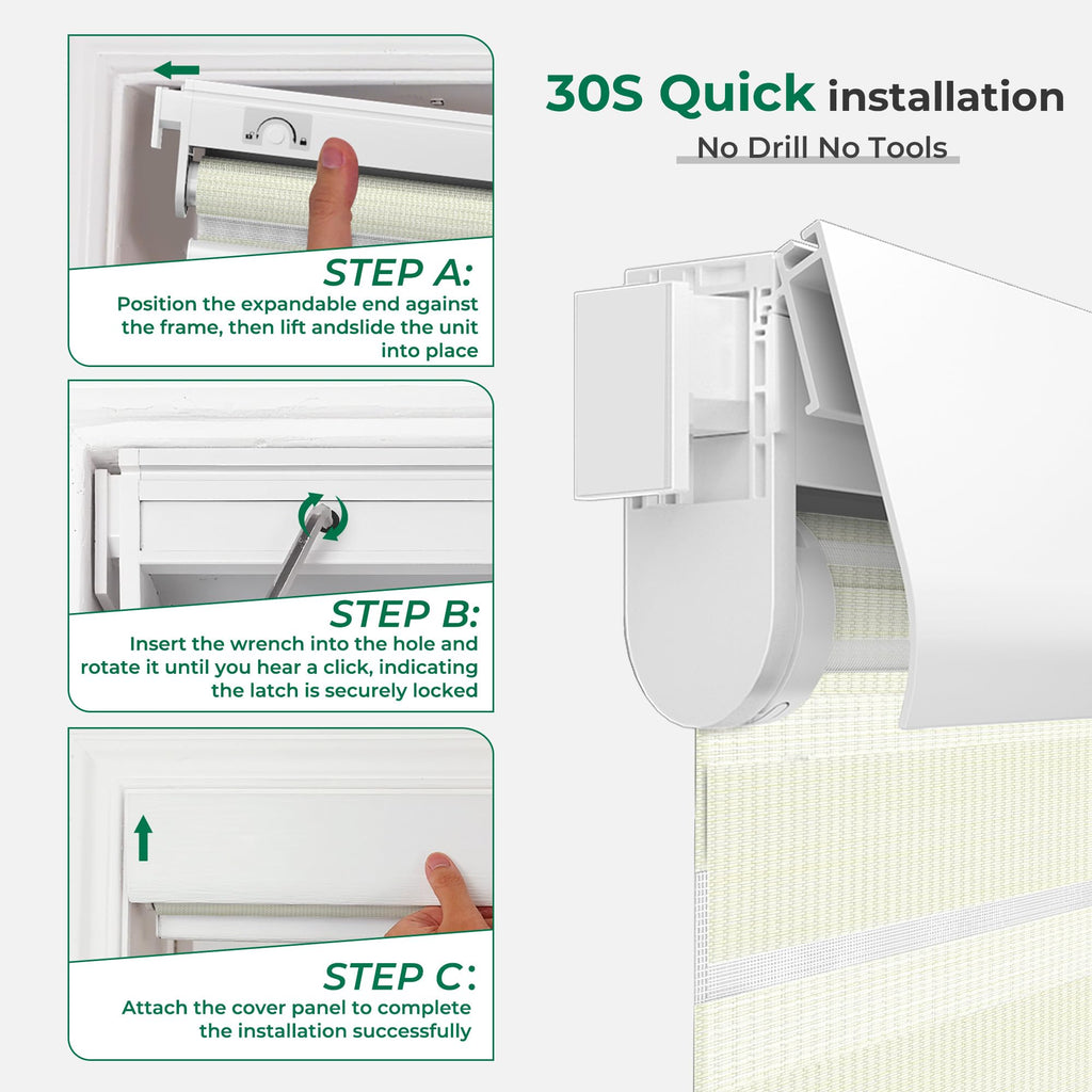 Motorized Blinds No Drill with Remote (Cream, )