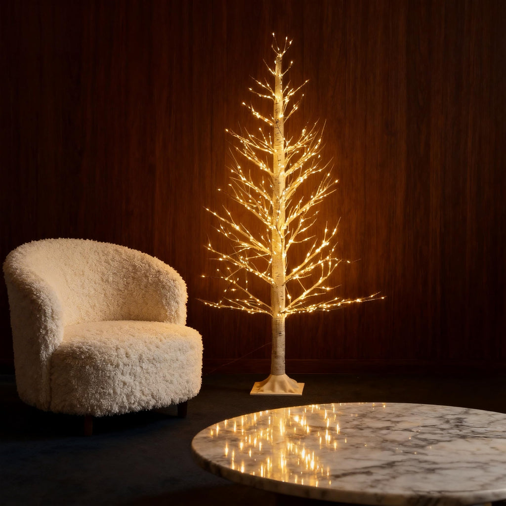 4ft Lighted Christmas Birch Tree with 650 Warm White LED Lights