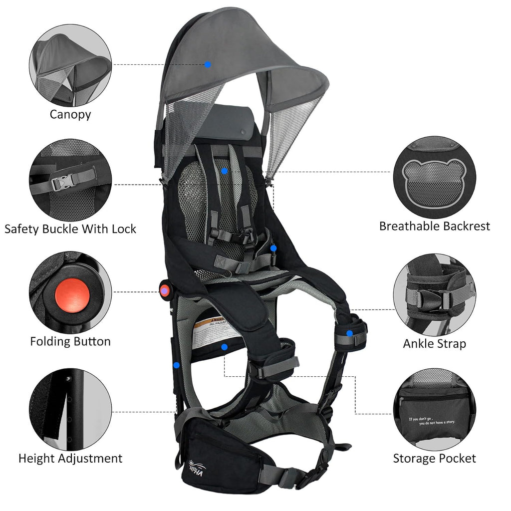 Toddler Hiking Backpack Carrier, Lightweight Child Carrier Sunshade
