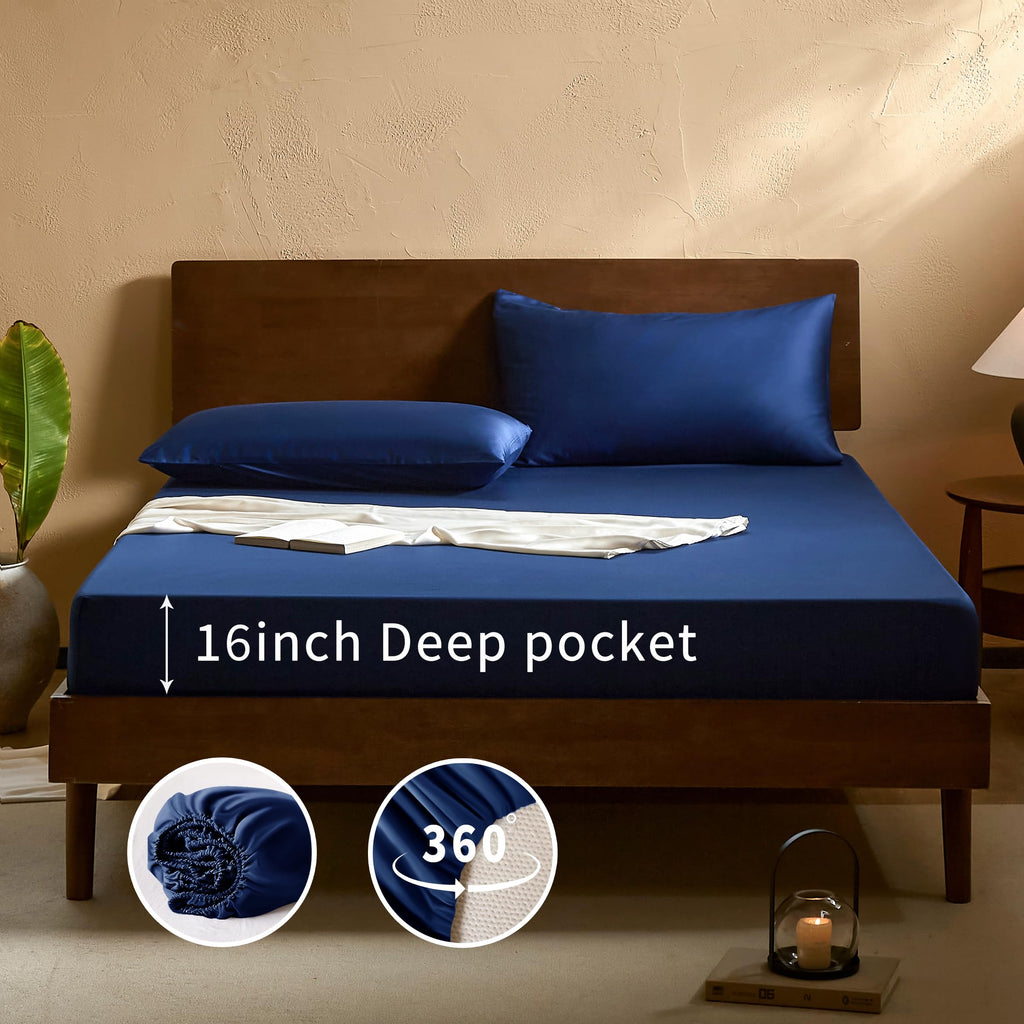 King Sheets Set, Luxuriously 400 Thread Count Organic Viscose Derived from Bamboo Bed Sheet, Cooling Sheets for King