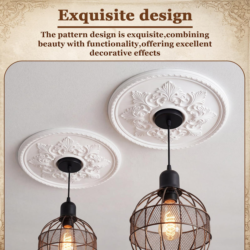 2 Pack 15" OD x 3.94" ID PU Chandelier Fan Ceiling Medallion