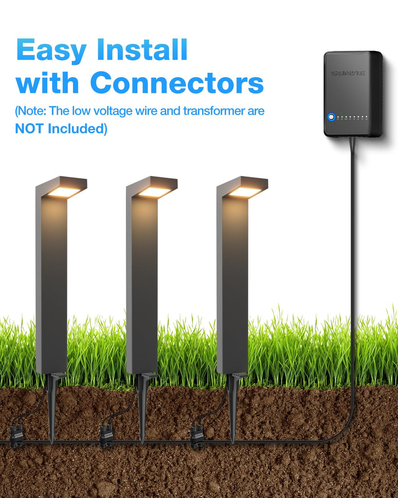 5W 3000K LED Low Voltage Landscape Pathway Lights Black, 4 Pack