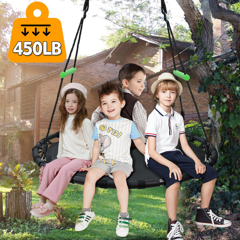 4 FT Diameter Round Black Saucer/Tree Swing with Extra Straps