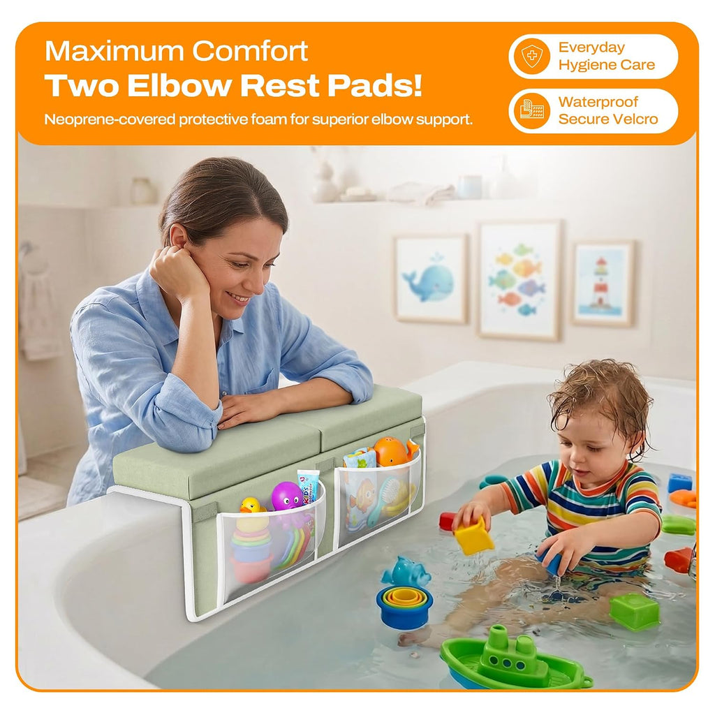 Bath Kneeler and Elbow Rest Pad Set-Baby Bath Kneeler with 1.5'' Comfortable Thick Memory Foam, Non-Slip Knee & Arm