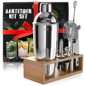10-Piece Stainless Steel Bar Tools & Cocktail Shaker Set with Stand