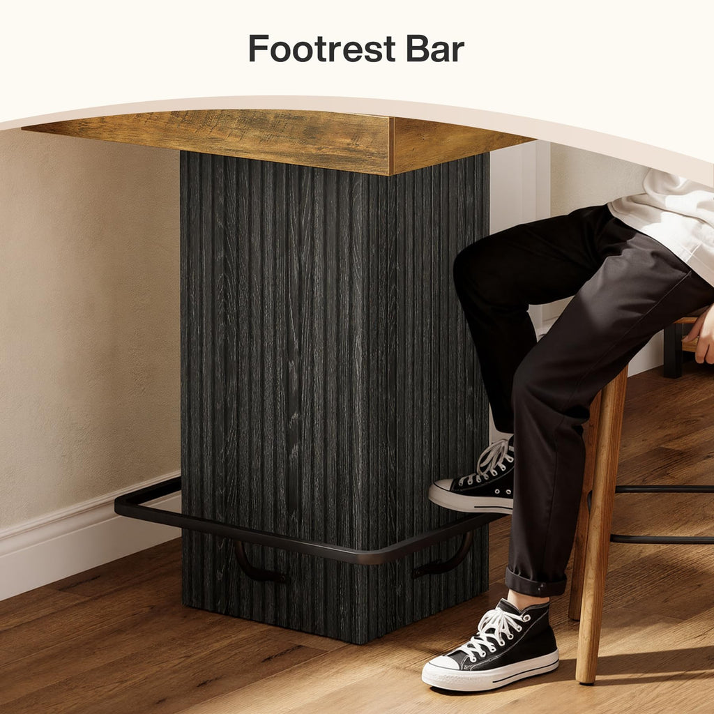 Square Bar Table, Kitchen Dining Table, Industrial Counter Height Pub Cocktail Table Home Bar Unit with Metal