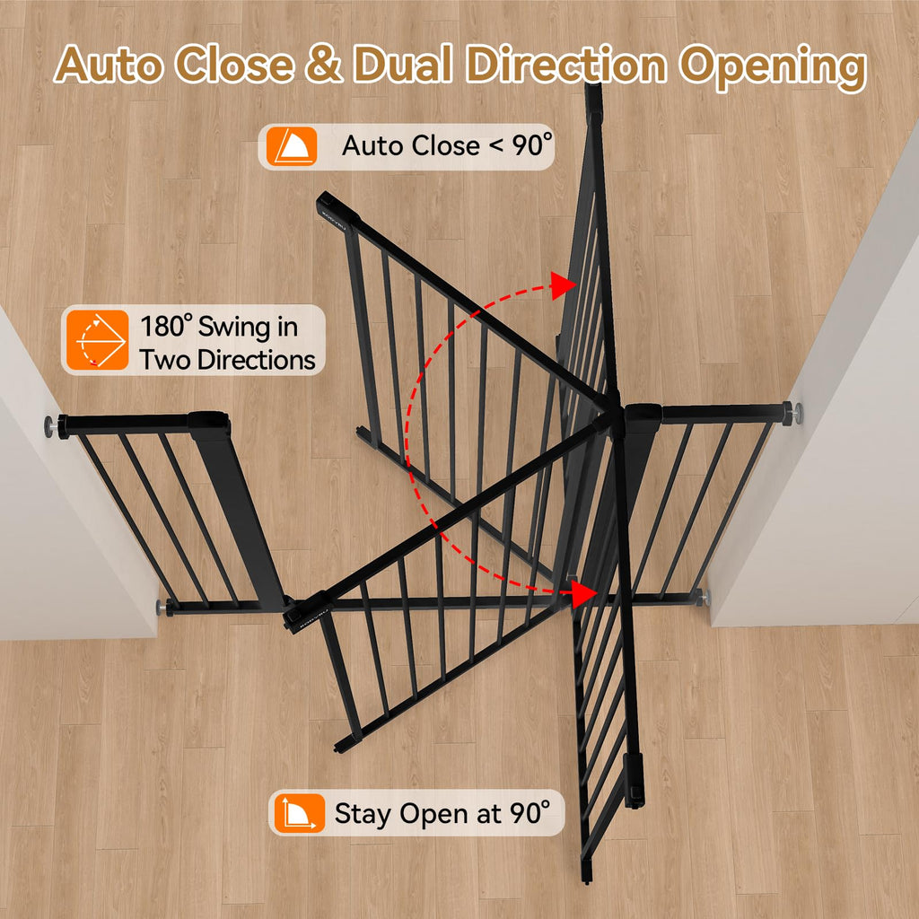 43 inch Tall Safety Baby Gate Adjustable 29.7-45.2inch Extra-Wide Metal Baby Gate Drill-Free Pressure-Mount