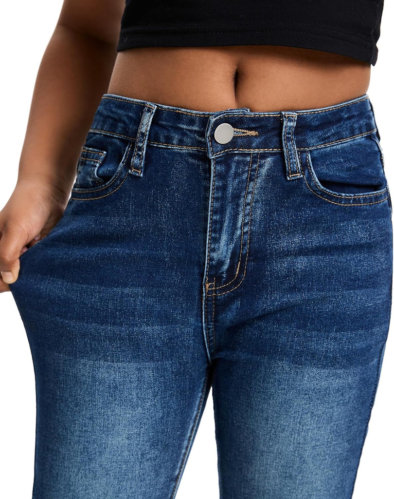 Girls Baggy Ripped Jeans Wide Straight Leg High Waisted Denim Pants