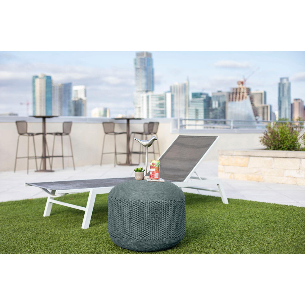 Indoor Outdoor Pouf Ottoman Foot Rest, Mist, 20"x20"x16"