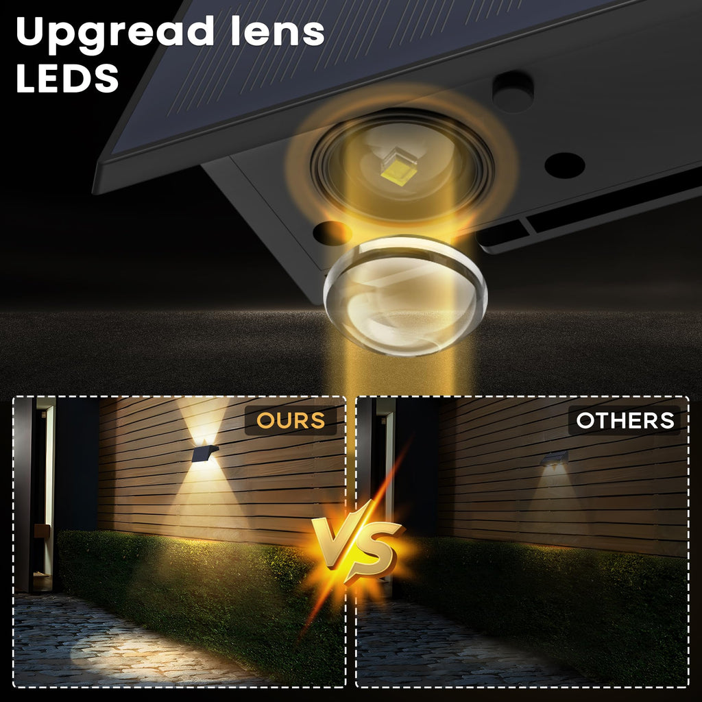 Fence Lights Solar Powered, Multicolor Modes Solar Fence Lights Outdoor IP67 Waterproof, Up and Down Solar Wall