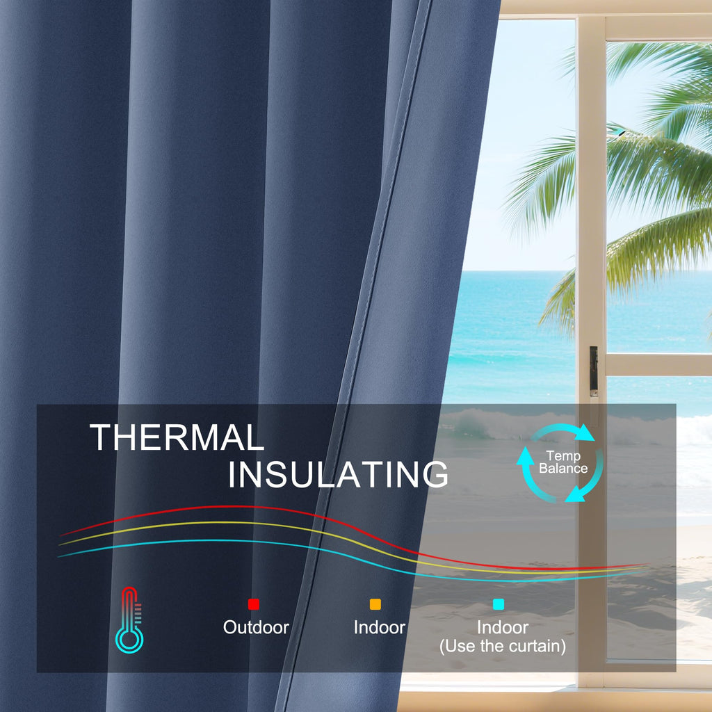Blackout Curtain Panels 84 inches Length - Thermal Insulated Privacy Room Divider Drapes for Doorway Closet Storage