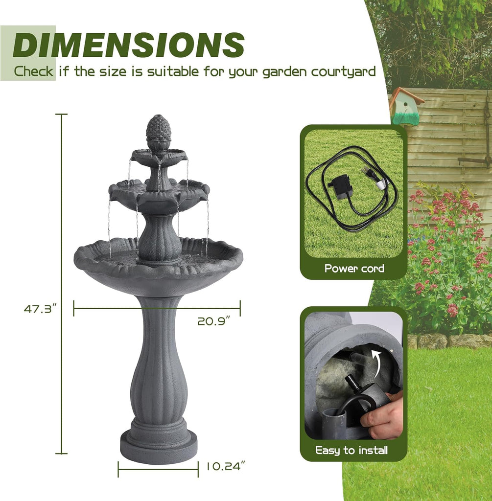 47.4'H Italian Outdoor Garden Water Fountains, Fountains and Waterfalls Outside