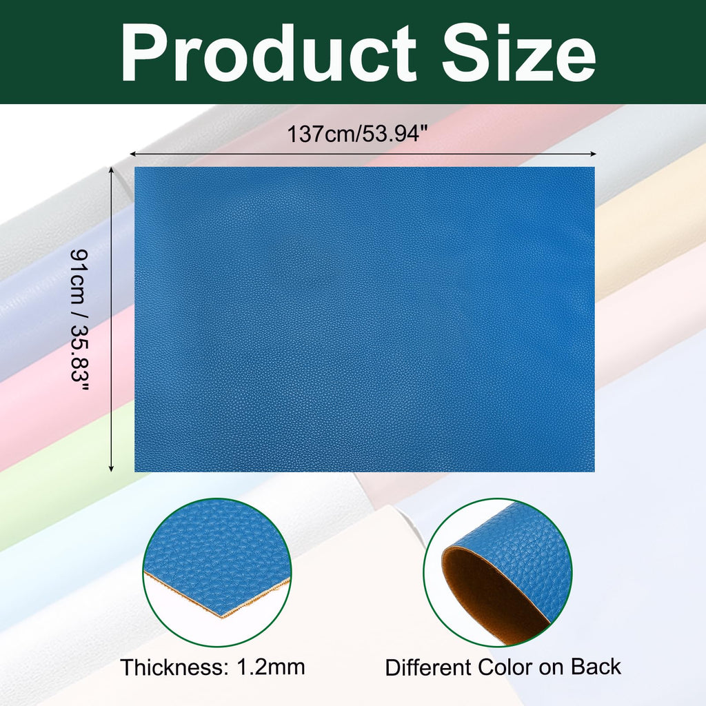 Faux Leather Fabric Sheets, 54x36 Inch Waterproof (Blue)