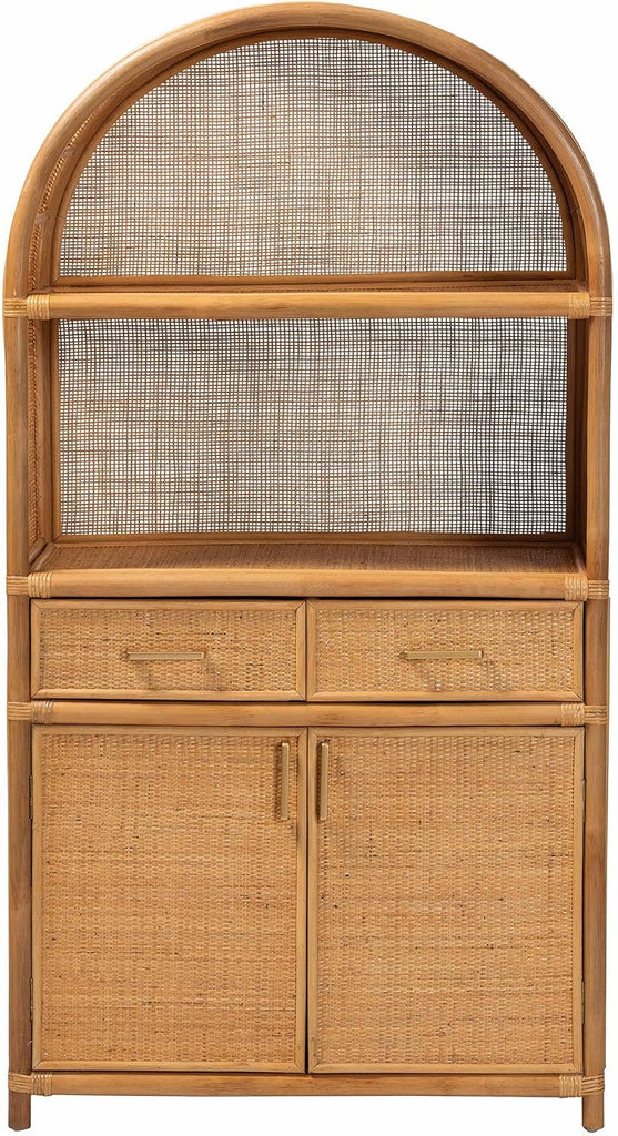 Mairen Arched Natural Rattan Storage Cabinet