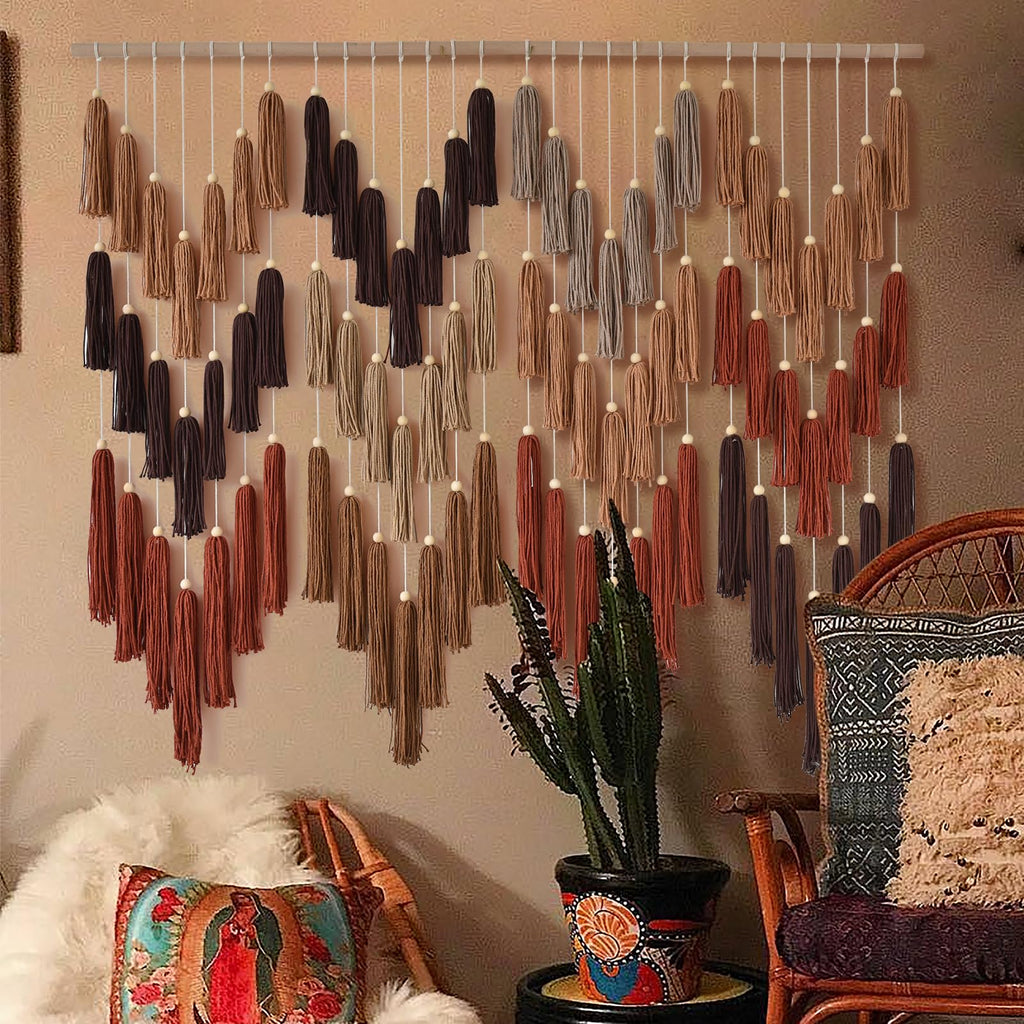 Macrame Wall Hanging Yarn Boho Wave Tassel Home Decor 47"W*39"L