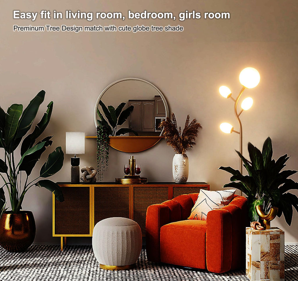 4 Globe Floor Lamp, Mid Modern Standing Tree Lamp