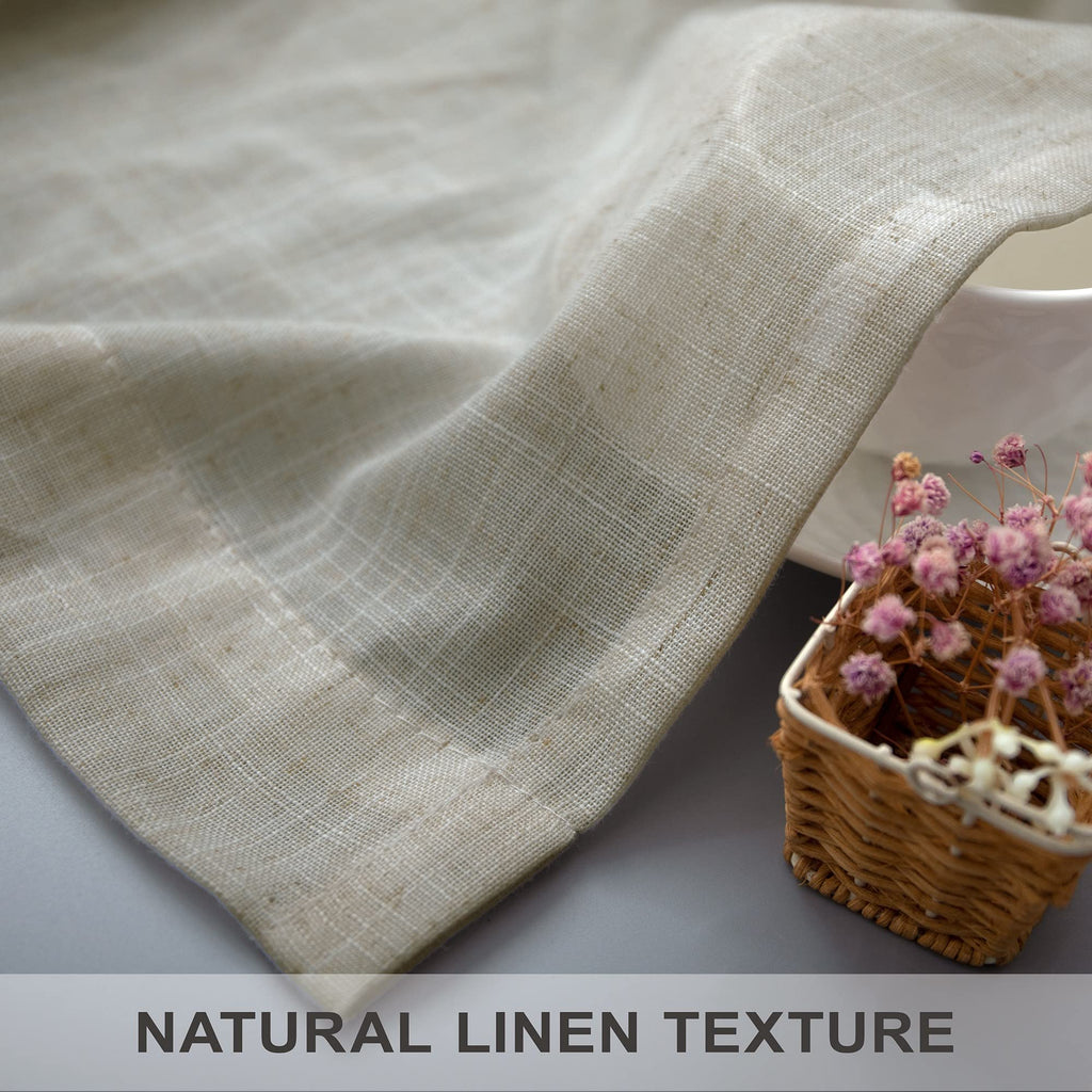 Half Curtains for Windows 36in Long Flax Linen Kitchen Tiers 2 Panels Back Tab Pocket Semi Privacy Glare Control