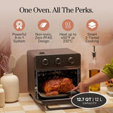 Wonder Oven | 6-in-1 Stainless Steel Air Fryer Toaster Oven Combo with Basket, Rack, Pan & Tray | Compact 13 QT