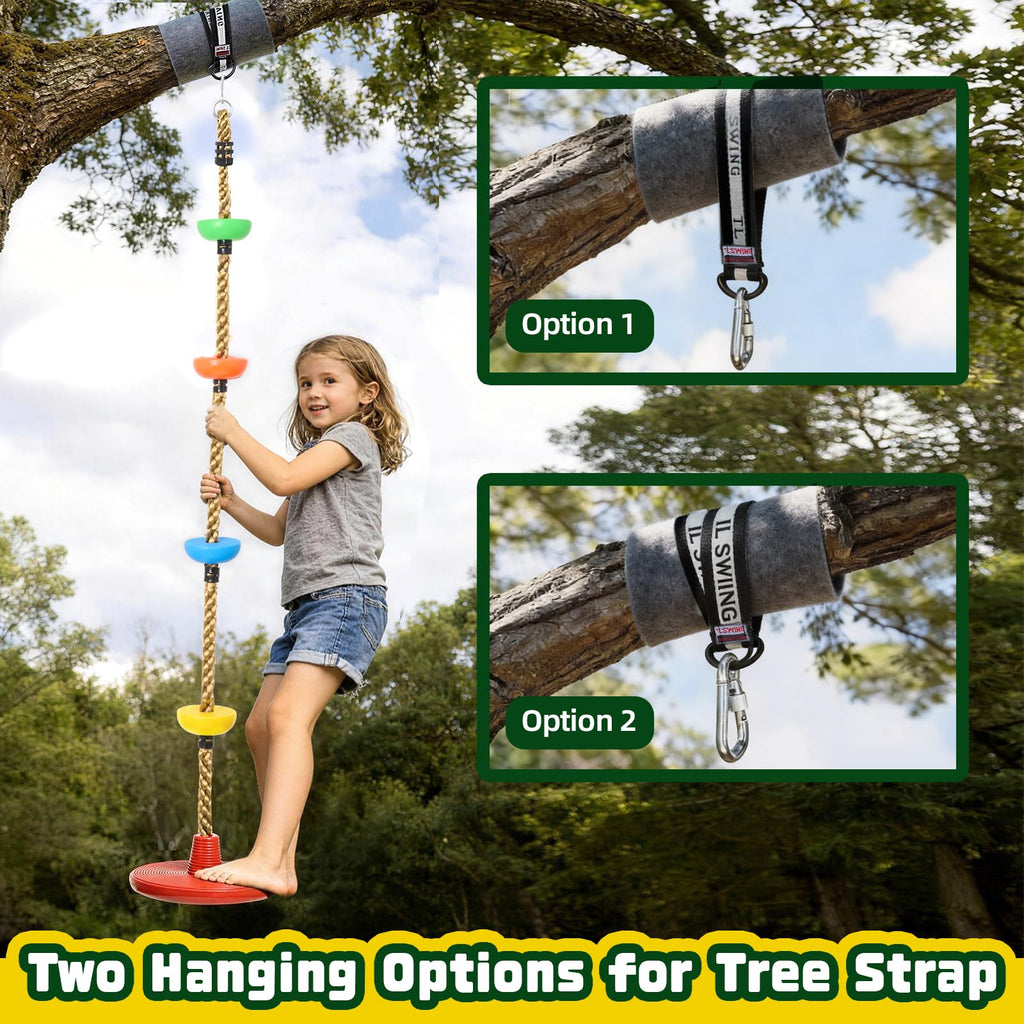 Tree Swing for Kids Climbing Rope with Platforms Disc Swing, Red