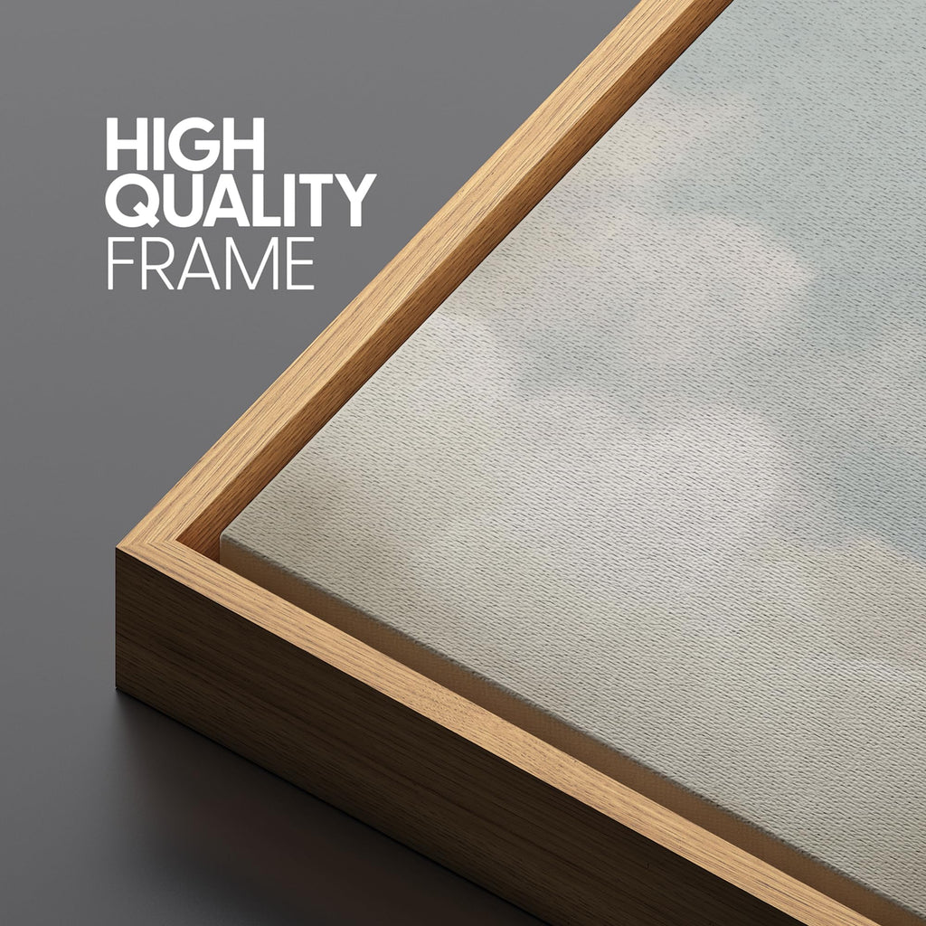 Large Framed Canvas Print Wall Art Cloudscape Soft Sky and White Cloud Illustrations Modern Art Calm Warm - 60"x20"