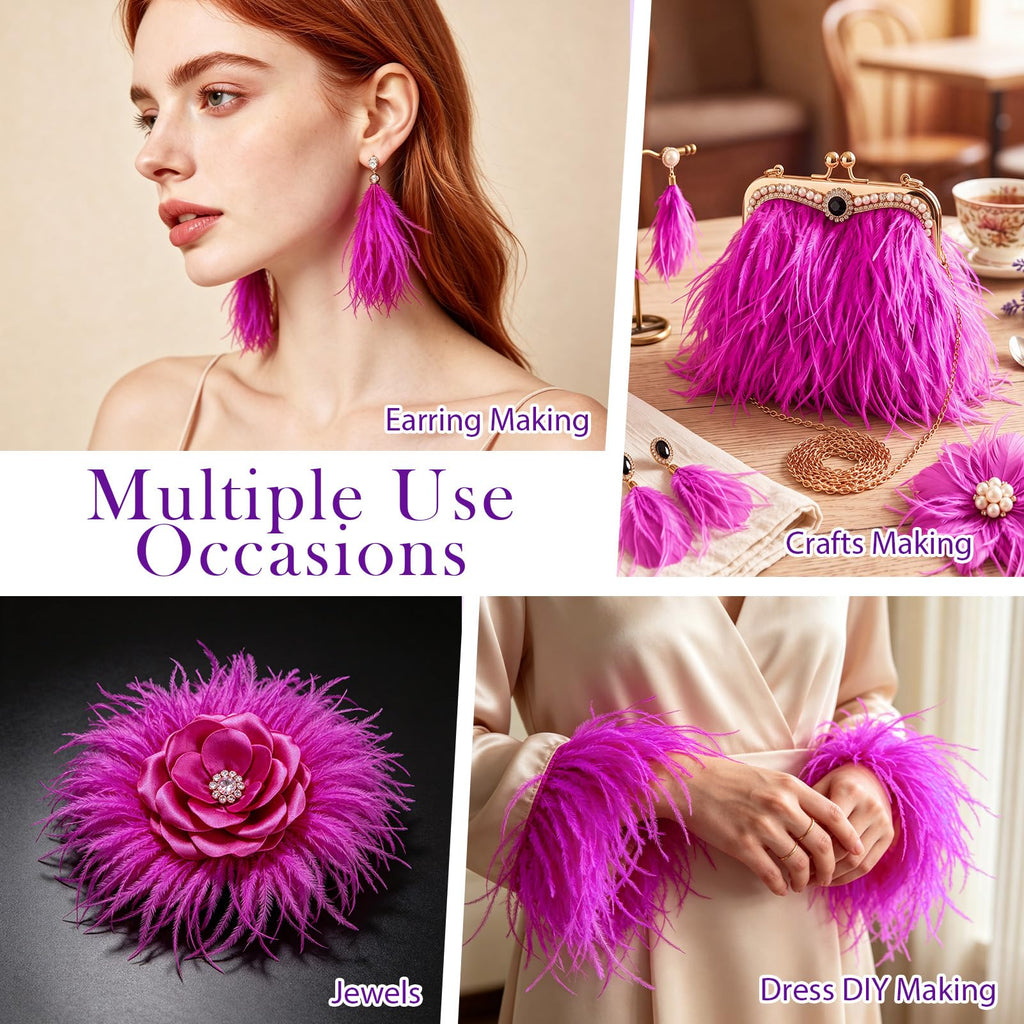 Pink Ostrich Feathers Trim Sewing Fringe 2Yard 4-6inch for DIY Dress Sewing Craft Clothing Latin Wedding Dress