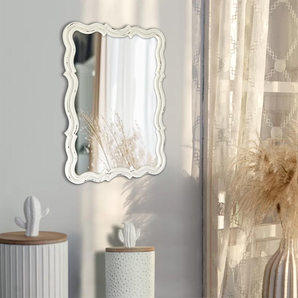 Rustic Scalloped Wall Mirror Decorative 24 X 18 Inch