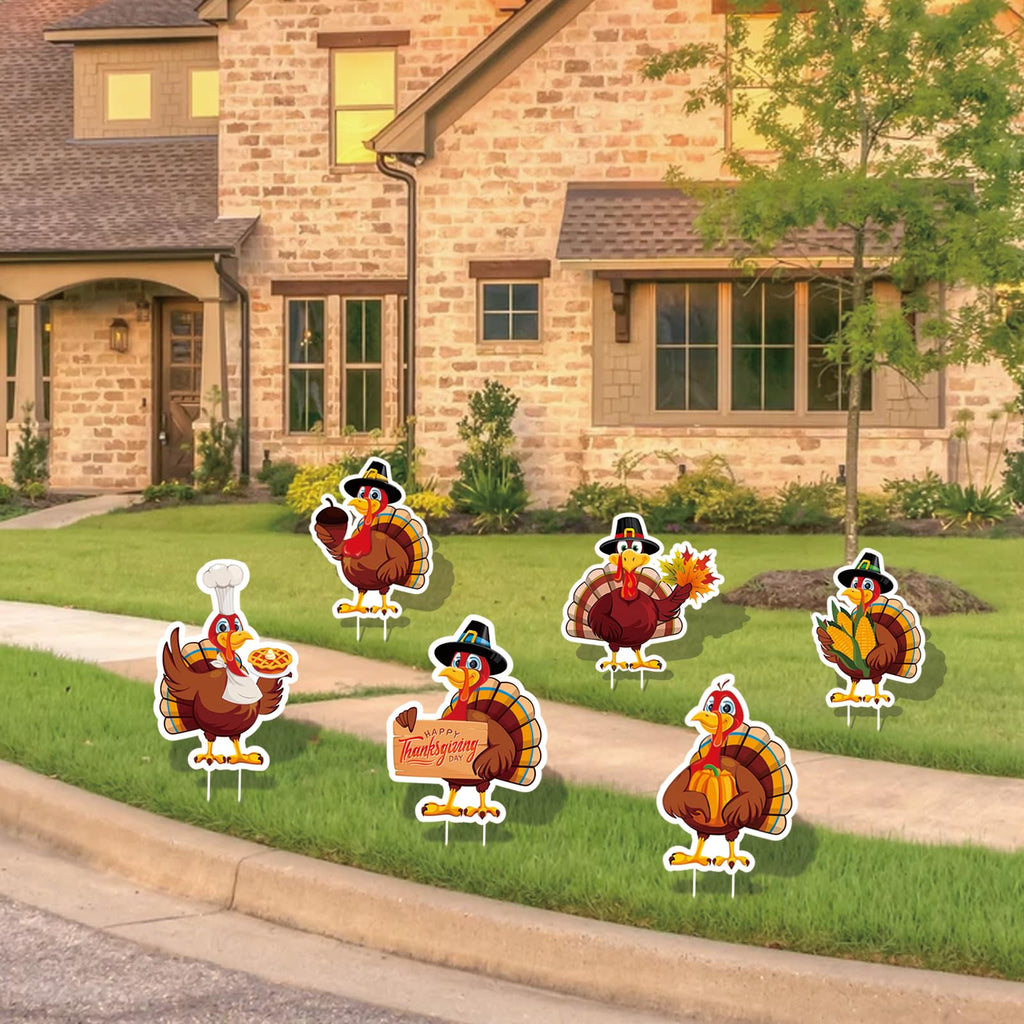 Thanksgiving Turkey Yard Signs, Outdoor Decorations for Lawn Garden