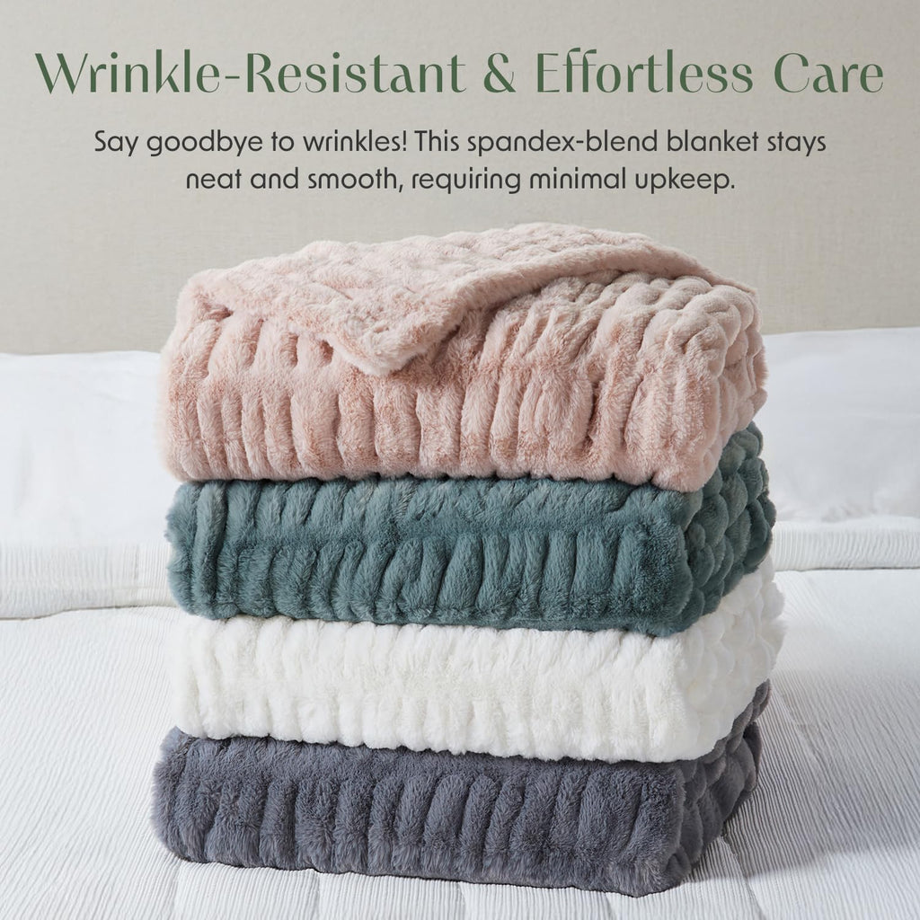 Luxury Micro Plush Throw Blanket | Thick Faux Fur | Pink