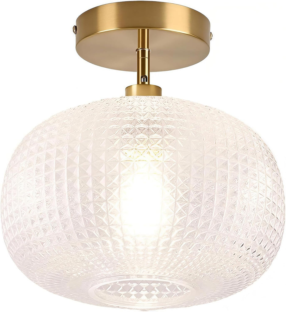 Gold Semi Flush Mount Ceiling Light Fixture,Hallway Light Fixtures,Vintage Ceiling Light Fixture,Globe Glass Ceiling