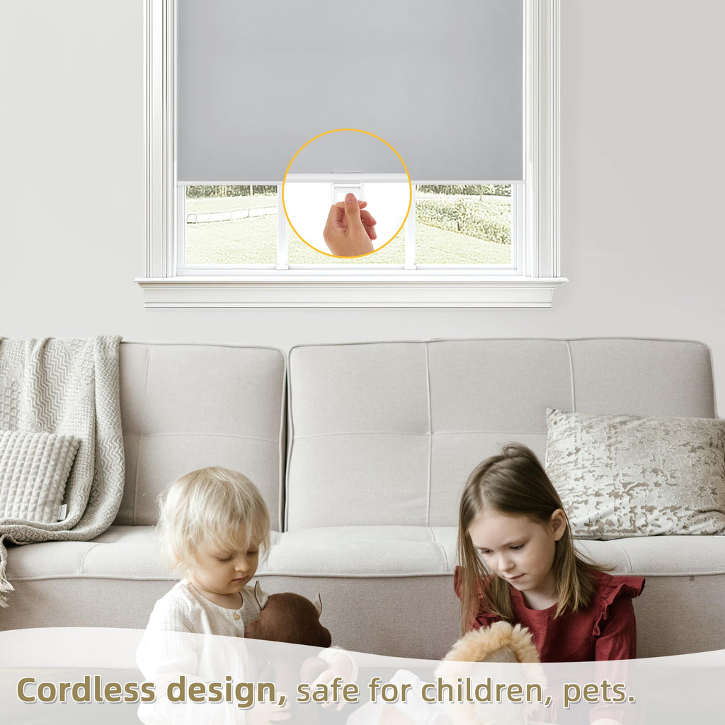 Blackout Roller Shades Pull Down, Cordless Window Blinds