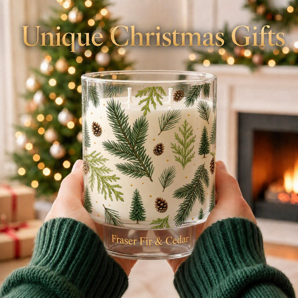 Fraser Fir & Cedar Pine Candle, 14 Oz Large 2-Wick Christmas Candles, Winter Forest & Christmas Fragrance, Long