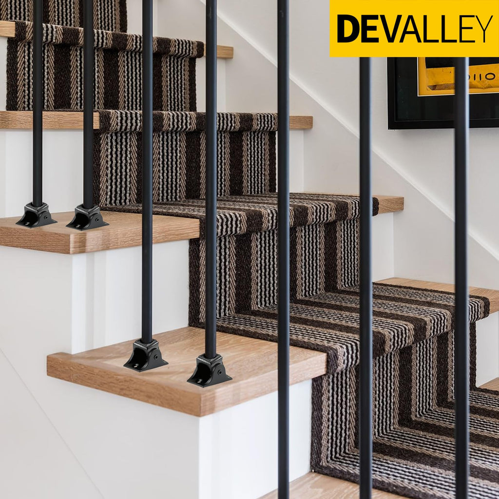 Iron Balusters Swivel Shoes, 0°-180° Rotation Aluminum Alloy Staircases Shoes for 5/8 Inch Round Interior