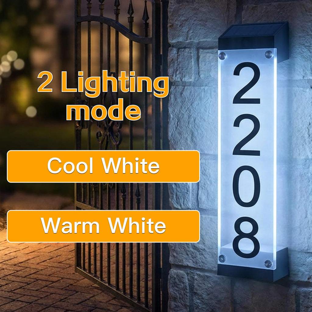 Solar House Numbers for Outside Lighted Address Sign Plaque