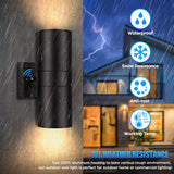Modern Outdoor Wall Light with Dusk to Dawn Sensor, Exterior Light Fixture Wall Mount Waterproof Anti-Rust Cylinder