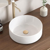 KES Round Vessel Sink, Bowl Sinks for Bathrooms 16 Inch Sink Bowl Above Counter Small Circular White Ceramic Vessel