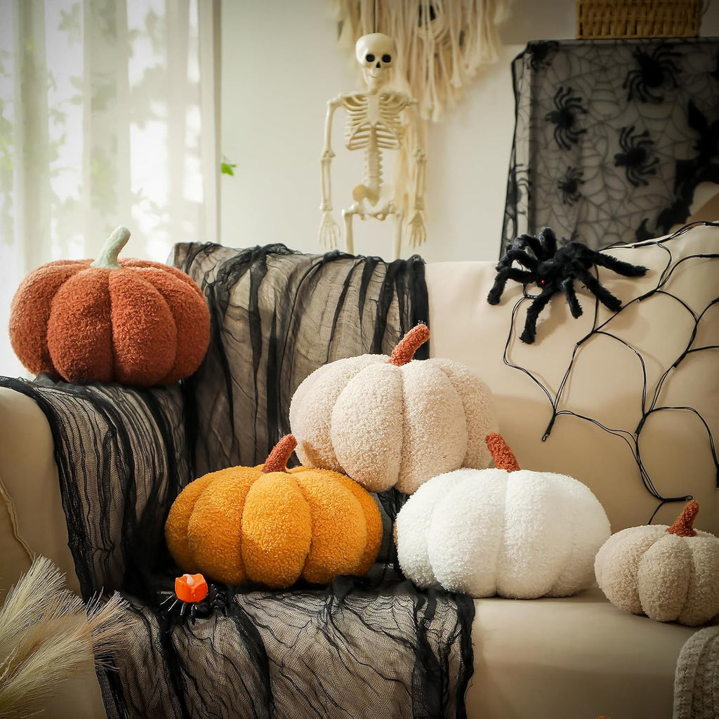 Halloween Pumpkin Pillows, Brown Pumpkin Shaped Throw Pillows Gifts, Fall Room Decoration, Small Cute Halloween