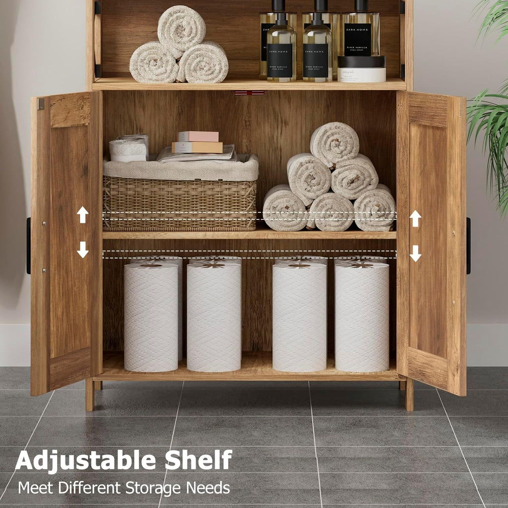 Farmhouse Bathroom Storage Cabinet with Doors, Small Floor Cabinet | Toilet Paper Cabinet with Adjustable Shelf