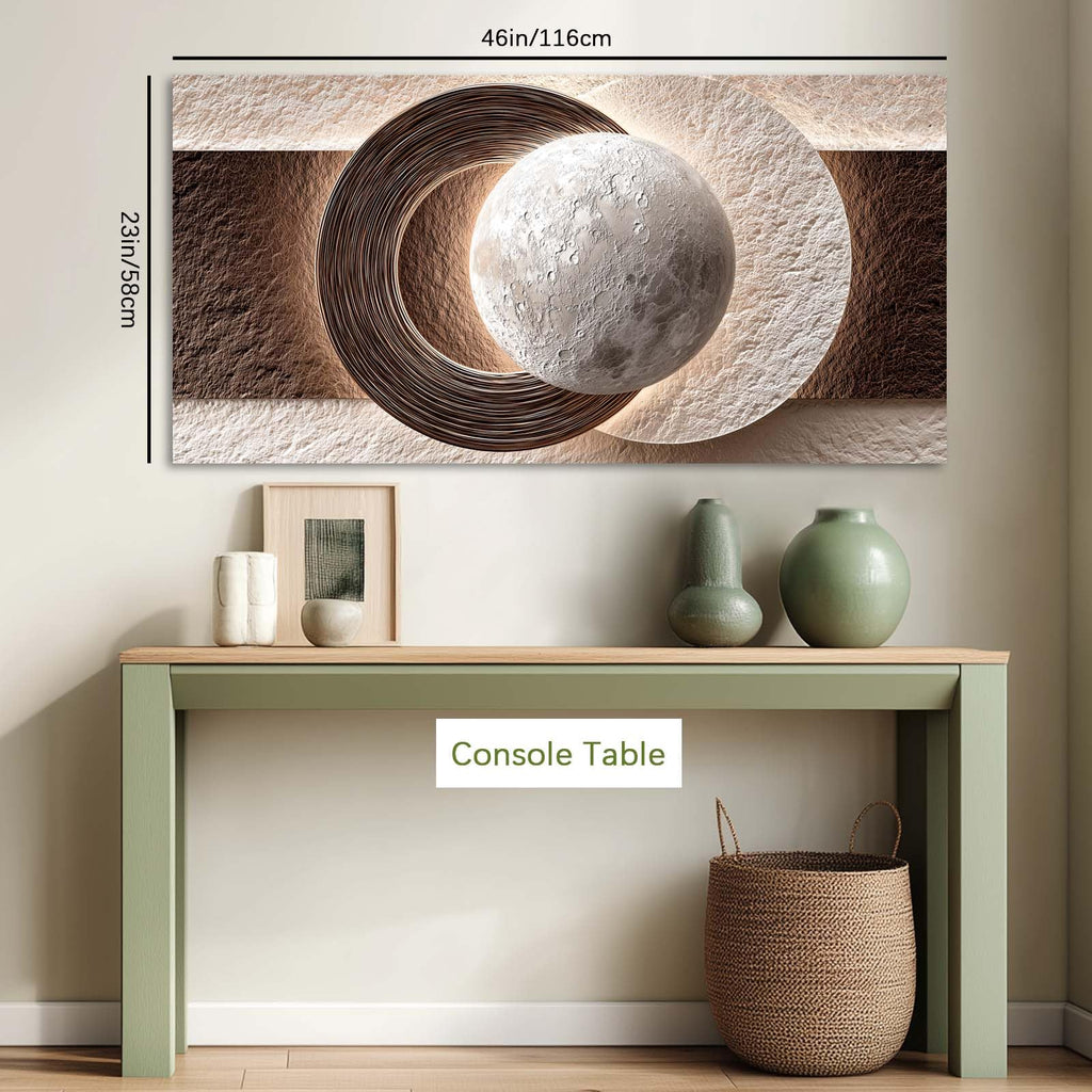 Brown Abstract Moon Wall Art Canvas Painting Prints Beautiful Beige Circles Spheres Ball Globe Art Deco Geometric
