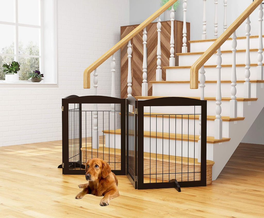 Extra Wide Foldable Dog gate for Doorway, Indoor, 96" W, 30" H