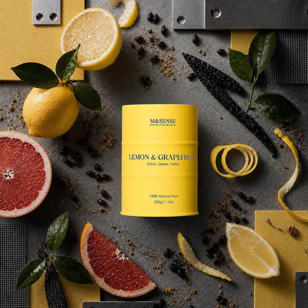 Fall Lemon Soy Candles, Fresh Grapefruit Peel Scented 11.3oz
