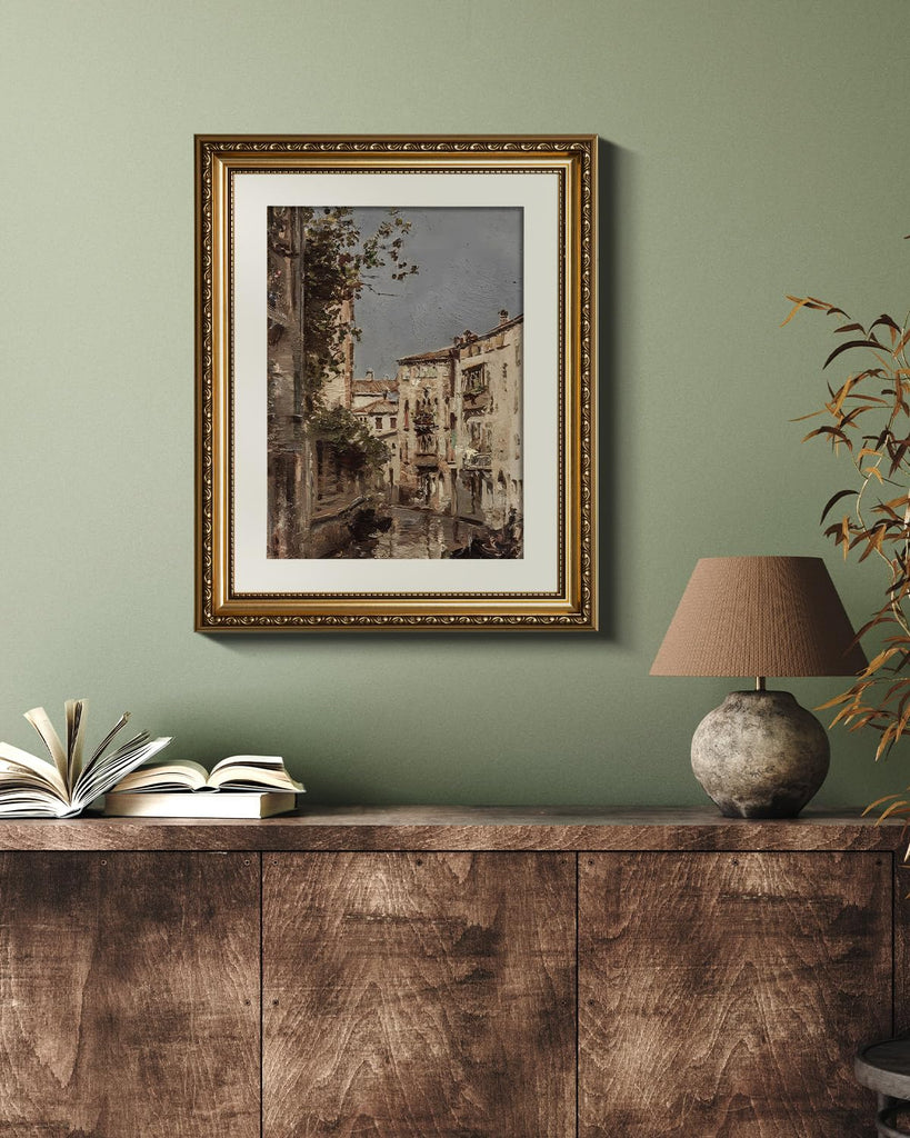 Vintage Gold Framed Architecture Wall, Bedroom Bathroom Living Room Venice City Picture Room Decor, Canvas Prints